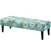Doojoayie Daisy Print Bench Cover Strentch Waterproof Bench Slipcover Washable Dining Chair Slipc...