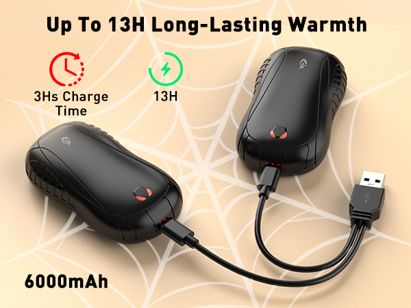 Hand warmers is up to 13hrs long-lasting warmth.