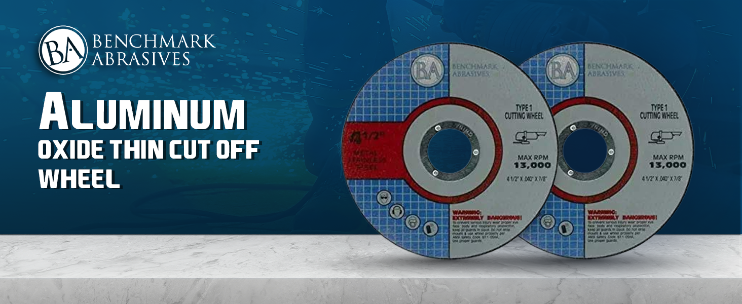 Aluminum oxide cut-off wheels for cutting metal, steel, pipes, tubes, and shipbuilding tasks.