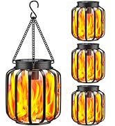 TomCare Solar Lights Outdoor Flickering Flame Solar Lanterns Outdoor Waterproof, Metal Hanging So...