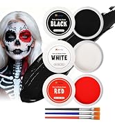 nsxsu Face Painting Kit White Black Red 165g(5.8oz), Face Paint Professional for Adults, Body Pai...