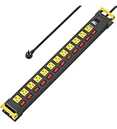 CRST 12 Outlets Long Power Strip, 9 FT Cord Metal Surge Protector Power Strip with Individual Swi...