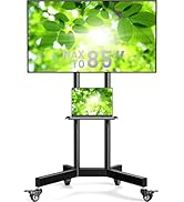 Perlegear Rolling TV Stand, Mobile TV Stand on Wheels for 32-85 Inch Screens up to 132 lbs, Heigh...