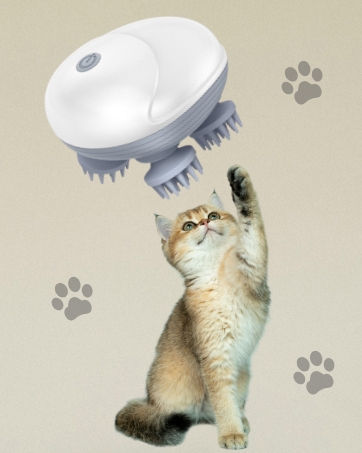 Electric Scalp Massager for Men Women Handheld Cat Dog Pet Head Massager with 4 Massage Heads