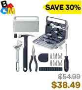 HOTO 16-Piece Home Tool Kit, Basic Hand Tool Set with Storage Box – Includes Screwdriver, Wrench,...