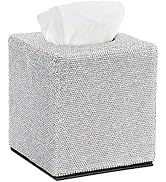 Sumnacon Tissue Box Cover Bling Square Tissue Box for Bathroom Sparkling Cube Tissue Box Holder w...