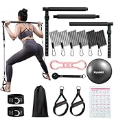 kisnbld Pilates Bar Kit with Resistance Bands, Multifunctional Pilates Bar with 3 Set Exercise Re...