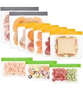 Serfeymi 10 Pack Reusable Gallon Freezer Bags Extra Thick, Reusable Plastic Bags BPA Free, Leak P...