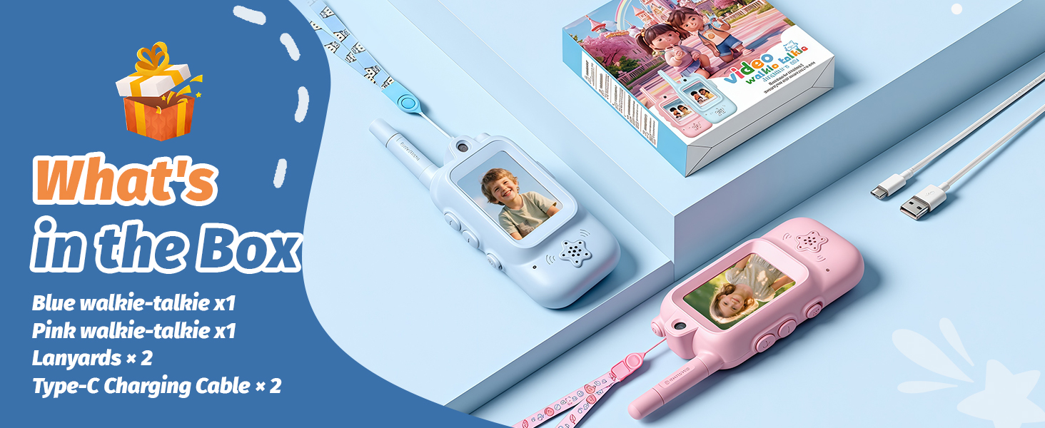 kids two-way radio gift set with lanyards charging cables for birthdays Christmas