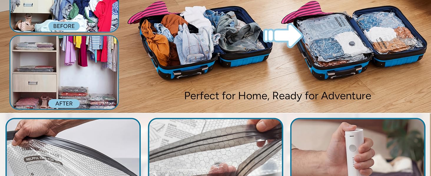 travel vacuum bags compression storage for stuff must haves packing cubes portable sealer size