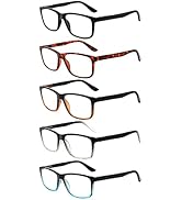 Kerecsen 5 Pack Reading Glasses for Men and Women Readers with Spring Hinges Fashion Eyeglasses