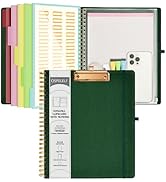Ospelelf Foldable Spiral Clipboard Folio with Zipper Pouch, 5 Plastic Folders with 10 Pockets,Ref...