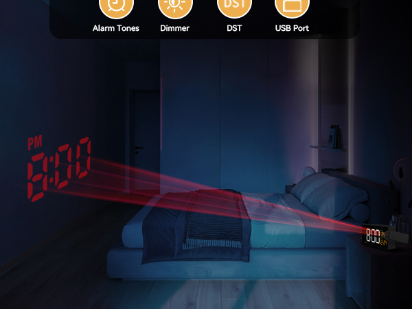 Projector Alarm Clock for Bedroom
