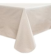 Heavy Duty Vinyl Tablecloth with Flannel Backing Waterproof Oil-Proof PVC Table Cloth Stain-Resis...
