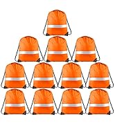 KUUQA 12 Pack Drawstring Backpack Bag with Reflective Strip, String Backpack Cinch Sack Bag for S...