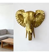 Mingzhang Elephant Head Wall Decor Resin Animal Head Wall Sculpture Hanging Decoration for Home B...