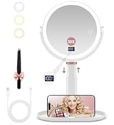 GOMIPURU Makeup Magnifying Mirror with Light 30X/1X, Digital Display, 2-Sided Touch Control, Make...