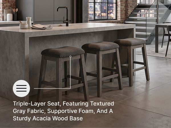 Base view of the splayed legs constructed from solid acacia wood with a dark gray finish