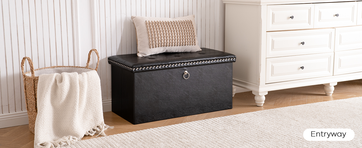 oakvivo Folding Storage Ottoman Bench Small Leather Foot Rest Stools Ottoman with Storage Footstool