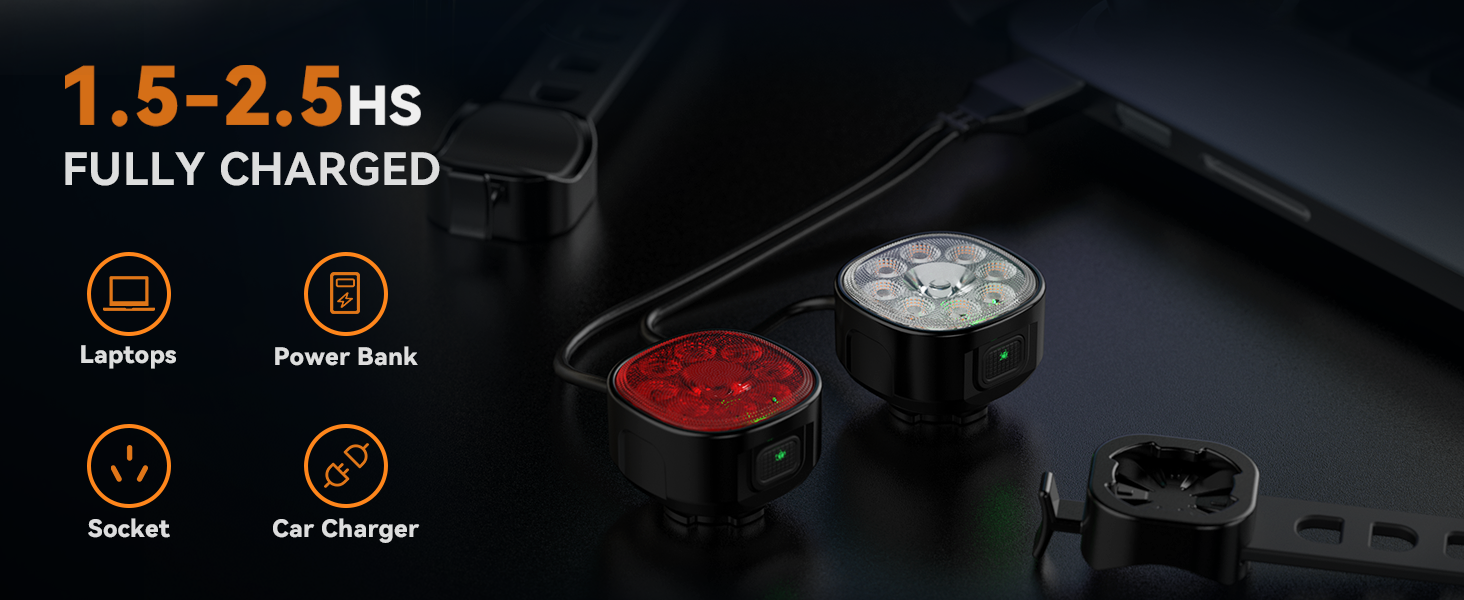 USB rechargeable bike lights- Bike light with output power bank function