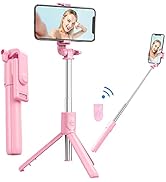 [2021 Upgraded] MQOUNY Selfie Stick, Handheld Tripod with Detachable Wireless Remote and Tripod S...