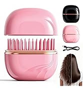 Mini Hair Straightener Brush, Rechargeable Wireless Portable Hair Straightener Brush Comb, 3-Spee...