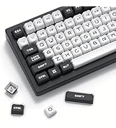 Womier MOA Keycaps-PBT Keycaps 60 Percent, Black and White Key cap 122 Keys Custom Keyboard Keyca...