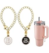 flewfun 2 Pcs Letter Charm Accessories for Stanley Tumbler Cup, ID Initial Letter Charm Personali...