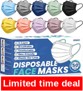 disposable face masks for adults individually wrapped 50 pack fsa hsa