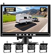 Wireless Backup Camera System with 9" IPS Touch Screen Monitor for Truck/Van/Trailer DVR, with Re...