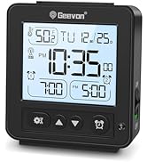 Geevon Small Digital Alarm Clock for Heavy Sleepers, Portable Travel Atomic Clock with Battery Po...