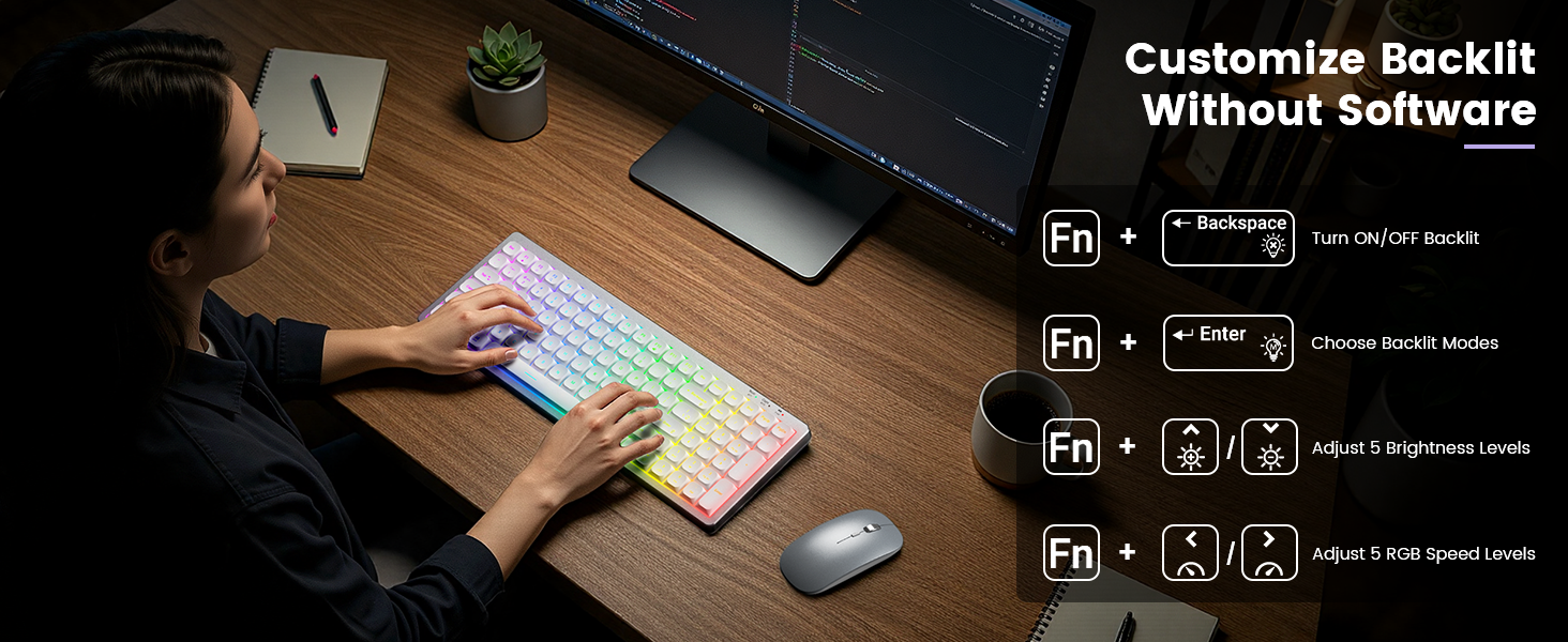 wireless keyboard and mouse with backlit
