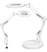 10X Magnifying Glass with Light and Stand, KIRKAS 2-in-1 Stepless Dimmable LED Magnifying Lamp wi...