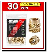 1:4&amp;#34;-20x6x8-30_Metric_Threaded_InsertBrass_Heat_Set_Insert_for_Plastic_Parts_001