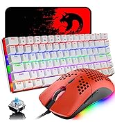 Gaming Keyboard and Mouse,3 in 1 Rainbow LED Backlit Wired Mechanical Keyboard Blue Switch,RGB 64...