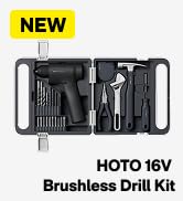 HOTO 25PCS Household Tool Kit with 16V Brushless Drill, Smart Display, 50 N·m Torque, 32 Torque S...