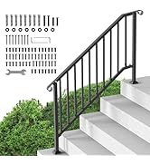 VEVOR Handrails for Outdoor Steps, 5 Step Stair Hand Rail Kit, Transitional Carbon Steel Railings...