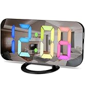 Digital Alarm Clock for Bedroom,6.5" LED Mirror Clocks Large Display,with 2 USB Ports,Auto Dimmin...