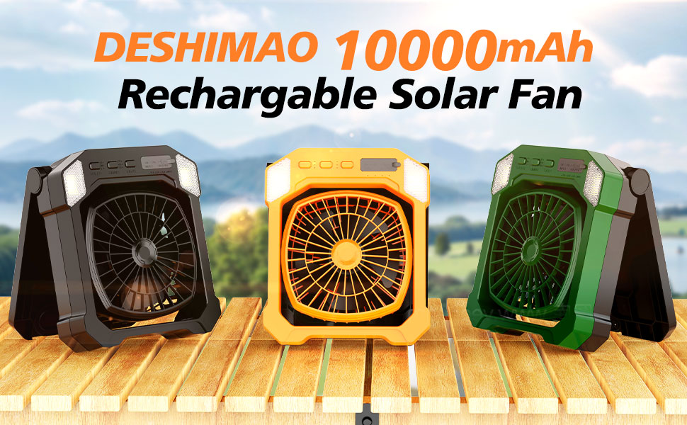 10000 mah rechargable solar fan