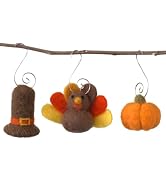 Matthew + Mae Felt Thanksgiving Ornament Set – Turkey/Pumpkin/Pilgrim Hat | Handmade 100% Wool - ...