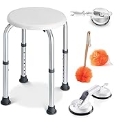Shower Chair Set of 5 Includes Suction Grab Bar &amp; Suction Cup Shower Head Holder &amp; Back Scrubber ...