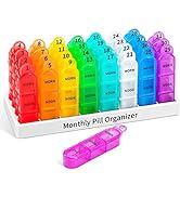 Daviky Monthly Pill Organizer 3 Times a Day, 30 Day Pill Organizer with Small Pill Box, One Month...