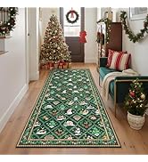 Christmas Runner Rugs for Hallway Kitchen Rug Runners, Santa Non Slip Washable 6 ft Long Runner R...