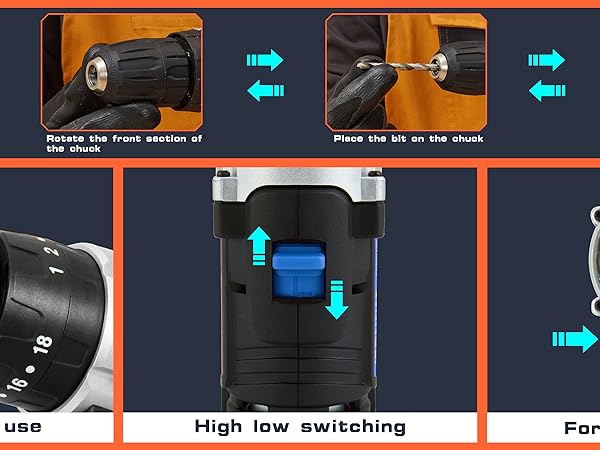 Cordless drill driver power impact screwdriver electric electrical tools batteries sets combo kits