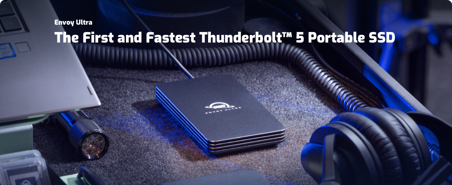 THNDERBOLT 5 4 3 TB5 USB-C EXTERNAL PORTABLE STORAGE ENCLOSURE SSD DRIVE BUILT IN CABLE