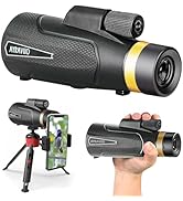 12×60 Monocular Telescope with Smartphone Holder &amp; Sturdy Tripod, High Powered SMC &amp; BAK4 Scope, ...