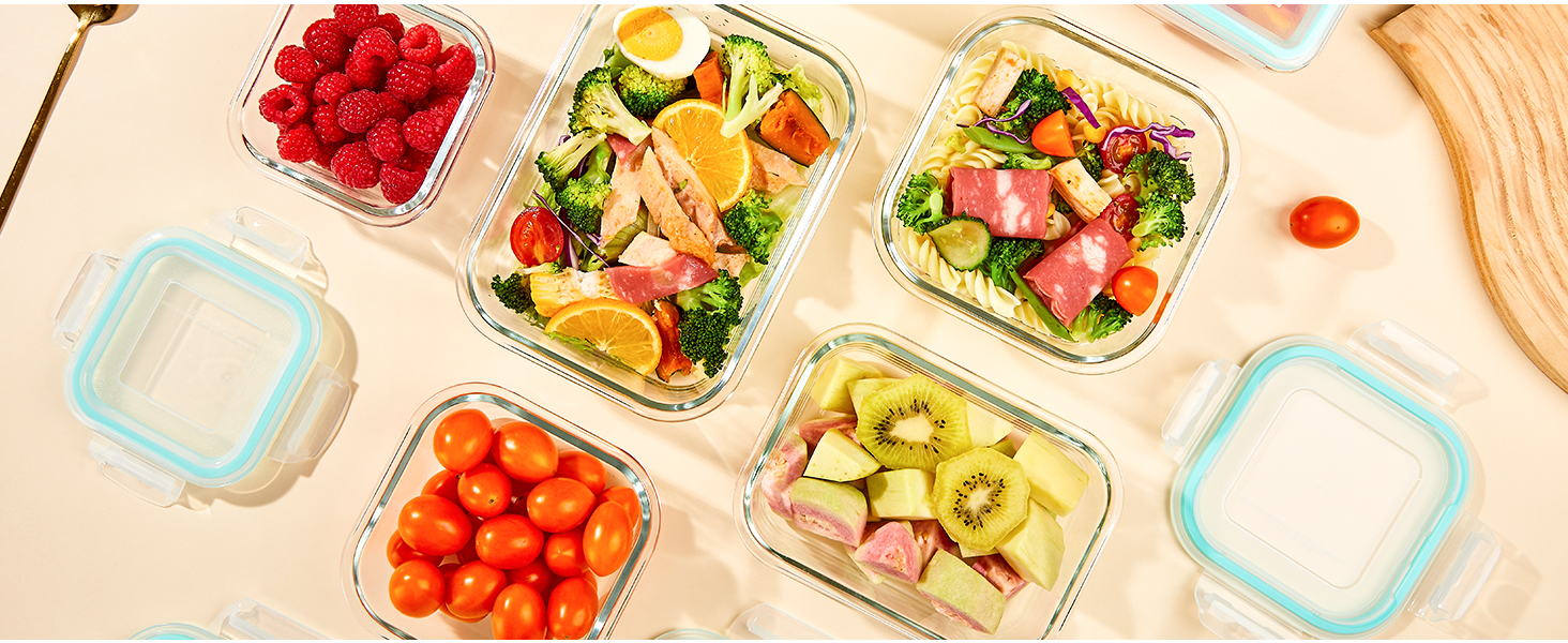 YUNCANG 8 Pack Glass Food Storage Containers with Lids