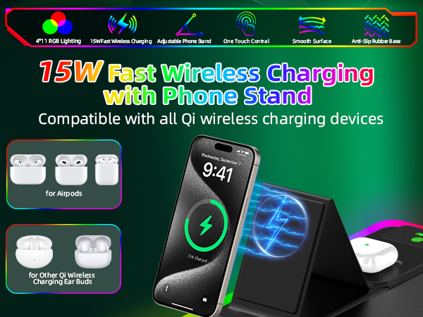 XXL RGB Mouse Pad Gaming with Wireless Charging Foldable Phone Holder