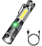 Rechargeable Tactical Flashlights, LED Flashlight with Magnet/Side Work Light/4 Modes/Zoomable/Wa...