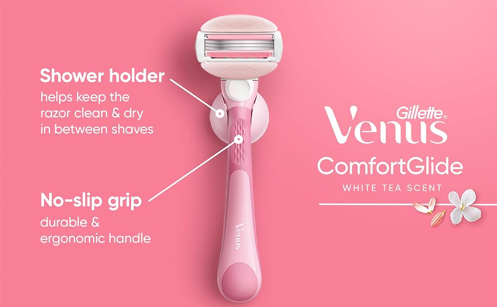 Venus ComfortGlide White Tea comes with shower holder to keep razor clean &amp;amp; dry between shaves
